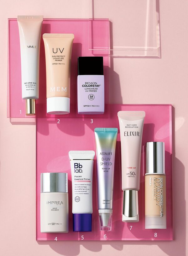 ファミュ ウィーラブサン ジェントルトーンアップ UVクリーム SPF50+・PA++++ 40g/アリエルトレーディング,サン プロテクト リクイッド ジェル プライマーSPF50+・PA++++ 40g/MEM,カラーステイ ロングウェア UV プライマー 002 SPF50+・PA++++25mL /レブロン、インプレア カラースフレ UV 01 SPF50+・PA+++ 35g/コーセー、プラセンエッセンスプライマー ピンク SPF50+・PA++++ 25g/ビービーラボ ミルボン コスメティクス、アスタリフト D-UVシールド トーンアップ ローズ SPF50+・PA++++ 30g/富士フイルム、デーケアレボリューション トーンアップ SP+ aa SPF50+・PA++++ 35g/エリクシール、スキンコレクター SPF50+・PA++ 31mL/nowld