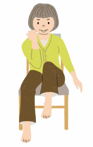 腰ひねり足上げ