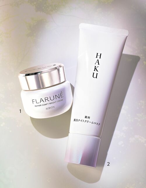 フラルネ リペアコンフィ ブライトクリーム〈医薬部外品〉 30g、HAKU 薬用 美白ナイトクリームマスク〈医薬部外品〉 75g