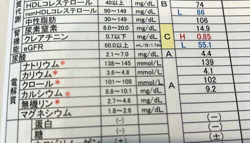 実際の健康診断結果