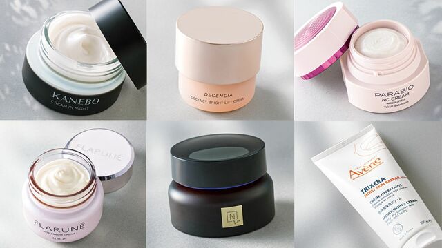 カネボウ クリーム イン ナイトII〈医薬部外品〉 50g、ディセンシー ブライトリフト クリーム〈医薬部外品〉30g、パラビオ ACクリーム〈医薬部外品〉 40g、フラルネ コクメルティ クリーム 30g、N organic Vie ヒアルアップリフトクリーム 47g、アベンヌ トリクセラ モイストスキンバリア クリーム 200mL