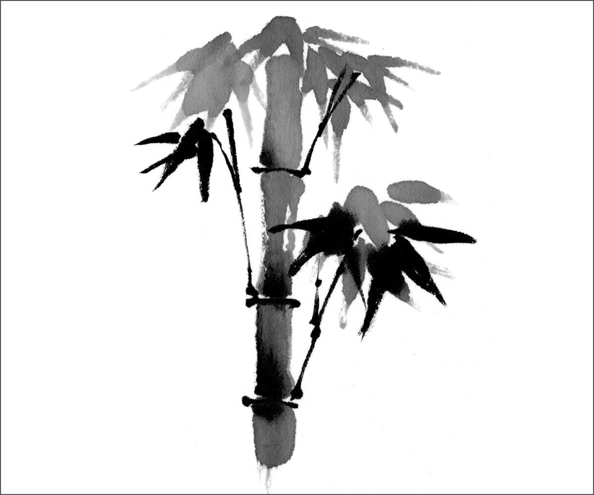 筆ペンで気軽に水墨画4】縁起物「松・竹・梅」には筆遣いの大事