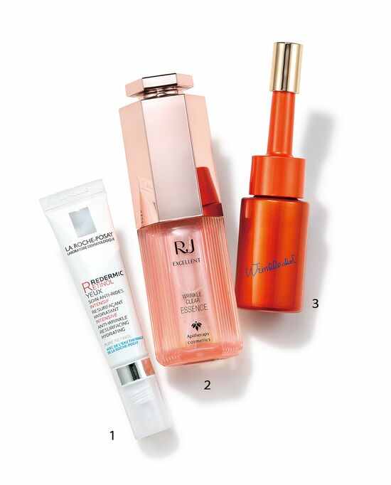 レダミック R アイクリーム15mL/ラ ロッシュ ポゼ、RJエクセレント 薬用リンクルクリアエッセンス〈医薬部外品〉 30mL/山田養蜂場、リンクルショットメディカル セラム デュオ〈医薬部外品〉/ポーラ