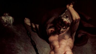 【西洋絵画のお約束】雷神トールが最強武器ミョルニルで叩こうとしているのは、猛毒を吐こうとする蛇。果たして結末は