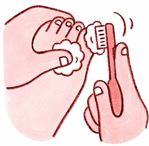 ブラシで洗う