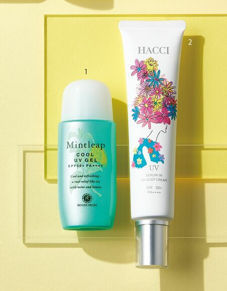 ミントリープ クールUV ジェル SPF50+・PA++++ 40mL/ハウス オブローゼ、セラムイン UVボディクリーム P SPF50+・PA++++ 70g/HACCI