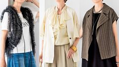 67歳、退職祝いの旅行に着ていく服がない「残暑厳しい中、Tシャツやワンピに薄手のジレをプラスで秋モードに。同系色ならまとまりも良く」