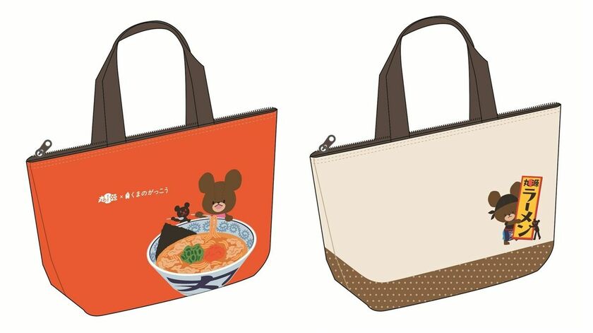 「丸源ラーメン×くまのがっこう」ラーメンどんぶりを覗き込むジャッキーが可愛い！保冷ランチバッグを販売
